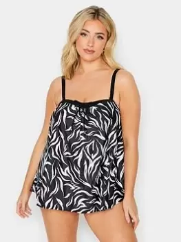 Image of Yours Yours Stroke Print A-Line Tankini - Black, Size 16, Women