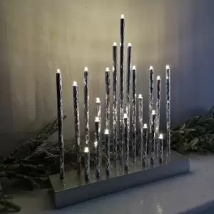 image of 27cm Premier Christmas Candlebridge with 20 LEDs in Silver Aluminium Battery Operated