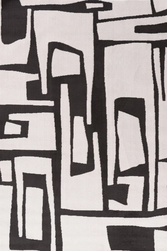 Image of THE RUGS Loft Abstract Living Room Area Rug & Runners Soft Pile in Dark Grey Size: 80cm x 150cm Dark Grey Unisex 80cm x 150 cm