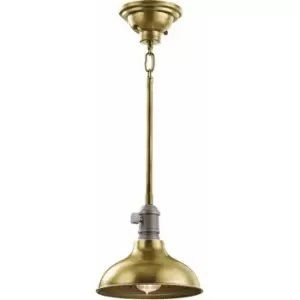 image of 1 Bulb Ceiling Pendant Light Fitting Natural Brass LED E27 60W Bulb