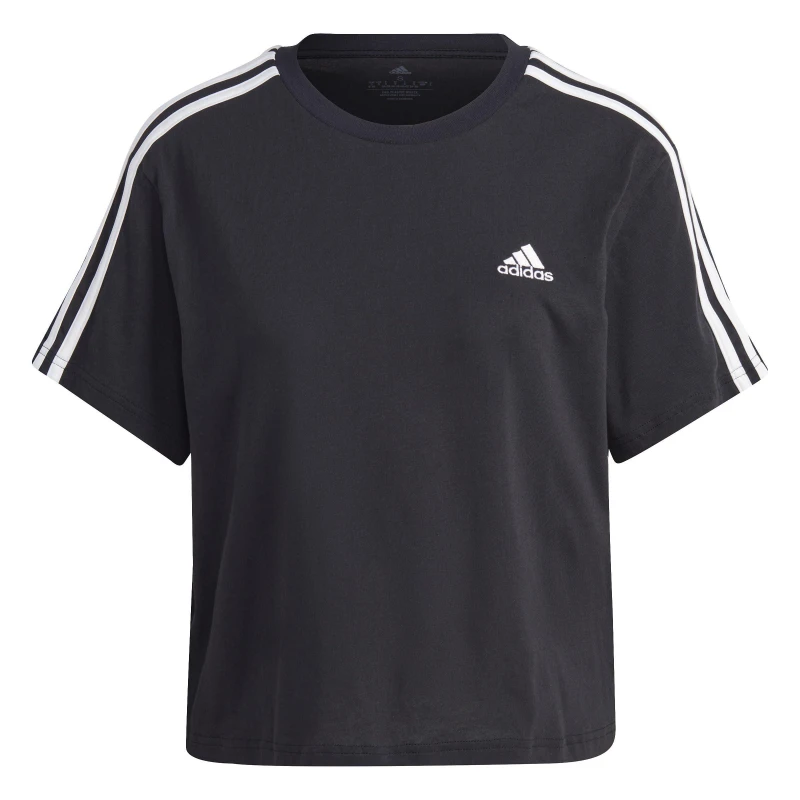 Image of adidas 3S Crop T Shirt Womens - Black 2XS