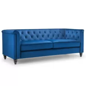 image of Julian Bowen Sandringham 3 Seater Sofa Blue Velvet