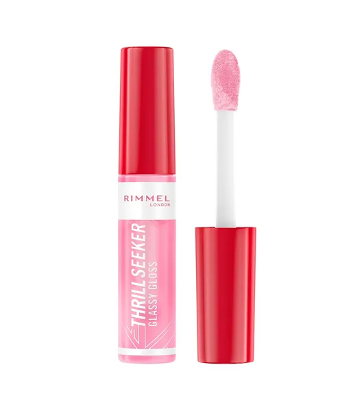 image of Rimmel Thrill Seeker Glassy Gloss plumping lip gloss shade 150 Pink Candy 10 ml