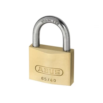 image of ABUS Mechanical 65IB/30mm Brass Padlock Stainless Steel Shackle Keyed Alike 6304