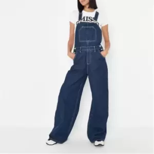 image of Missguided Denim Boyfriend Dungaree - Blue