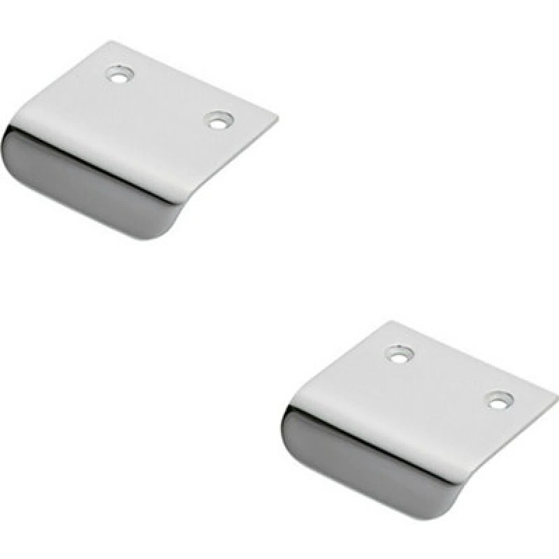 Image of Loops 2x Semi Concealed Cabinet Pull Handle 48 x 50mm 14mm Lip Polished Chrome Multi unisex