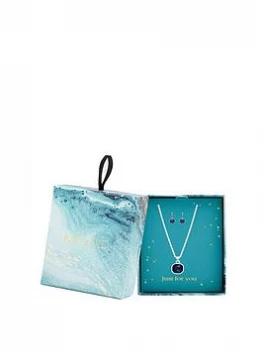 image of Mood Silver Plated Blue Crystal Cushion Set - Gift Boxed