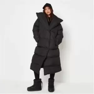 image of Missguided Recycled Collared Puffer Coat - Black