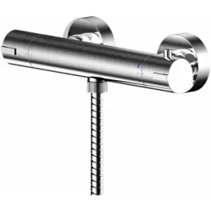 image of Arvan Round Thermostatic Bar Shower Valve Bottom Outlet - Chrome - Nuie