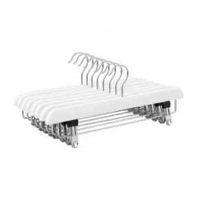 Image of Pack of 10 White Wooden Clothes Trouser Hangers