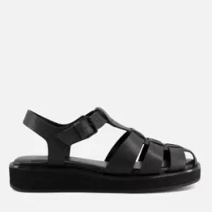 image of Dune Womens Loch Leather Fisherman Sandals - Black - UK 5