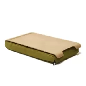 Image of Laptray Mini Wooden Natural with Olive Cushion