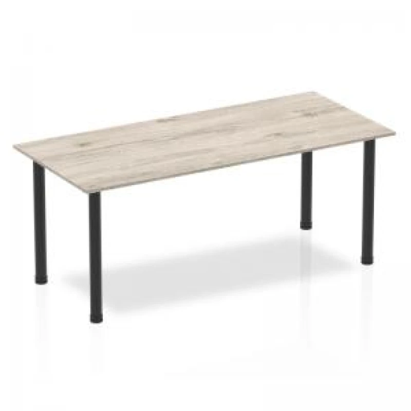 Image of Dynamic Impulse 1800mm Straight Table Grey Oak Top Black Post Leg BF00401