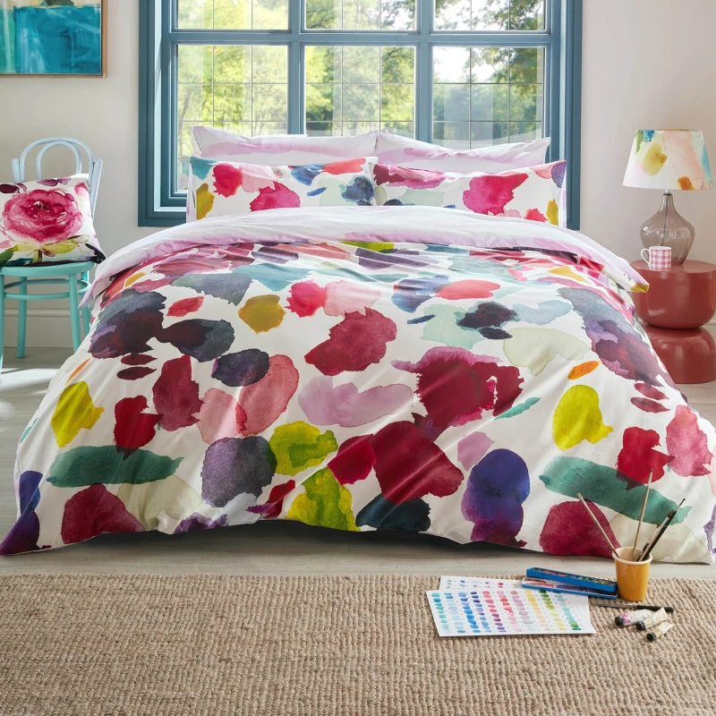 Image of Bluebellgray Abstract Duvet Set, Super King, Fuchsia