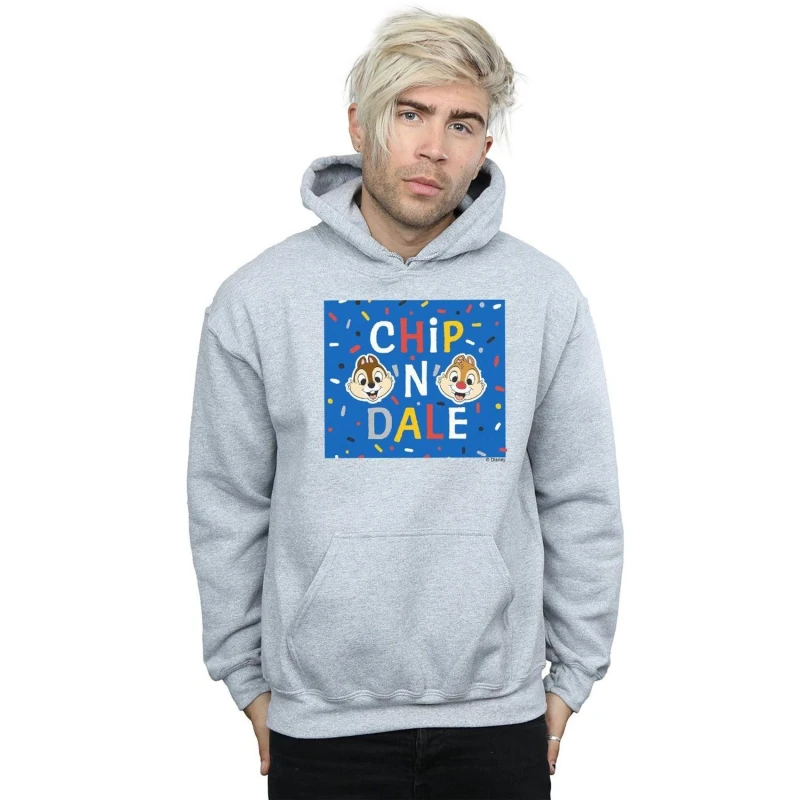Image of Disney Men Chip N Dale Blue Frame Hoodie in Grey Size: large Grey L Male 5059114358304