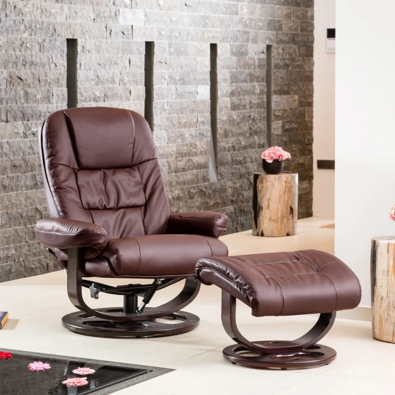 Image of Artemis Home Burdell Swivel Recliner with Massage & Heat in Burgundy Burgundy Unisex