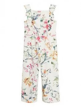 image of Mango Girls Floral Jumpsuit - White