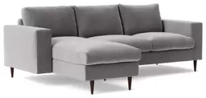 Image of Swoon Evesham Velvet Left Hand Corner Sofa - Silver Grey