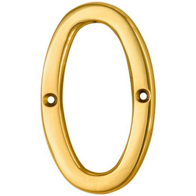 Image of Loops Stainless Brass Door Number 0 75mm Height 4mm Depth House Numeral Plaque Metallics