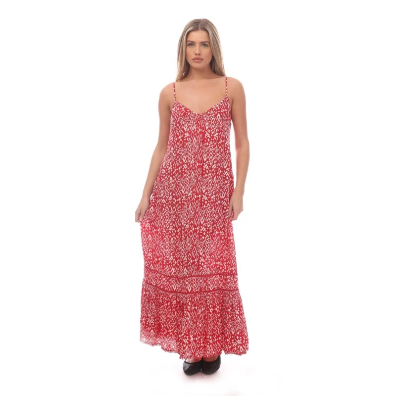 Image of Superdry Vintage Long Beach Camisole Dress Red female 8