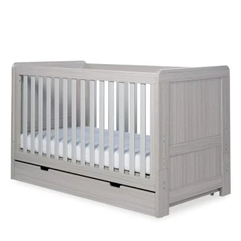 Image of Ickle Bubba Pembrey Cot Bed and Under Drawer - Ash Grey
