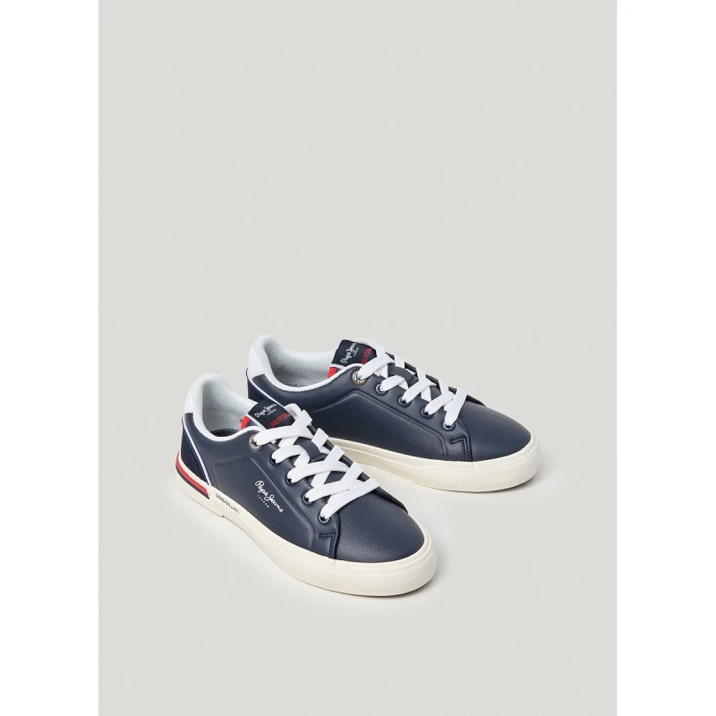 Image of Pepe Jeans Kids Kenton Campus Trainers Navy Blue Polyurethane 32 (13.5)