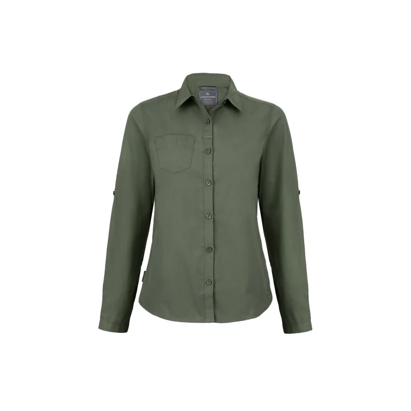 Image of Craghoppers Womens 'Expert Kiwi' Long Sleeved Shirt in Green Size: 10 Green Female 10