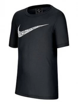 Image of Nike Older Boys Core Performance Top - Black/White Size M 10-12 Years