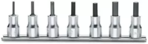 image of Beta Tools 910PE/SB 7pc 3/8" Square Drive Hexagon Bit Socket Driver Rail Set