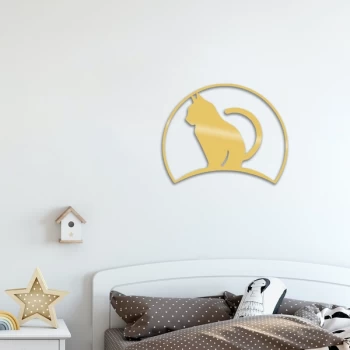 Image of Cat4 - Gold Gold Decorative Metal Wall Accessory