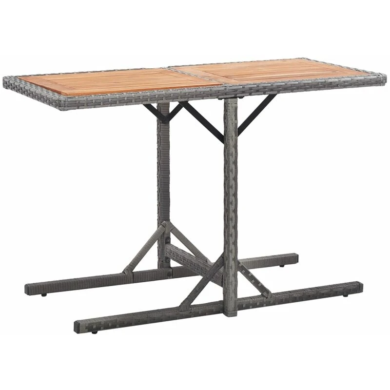 Image of vidaXL Garden Table Poly Rattan and Solid Acacia Wood Anthracite Bistro Table