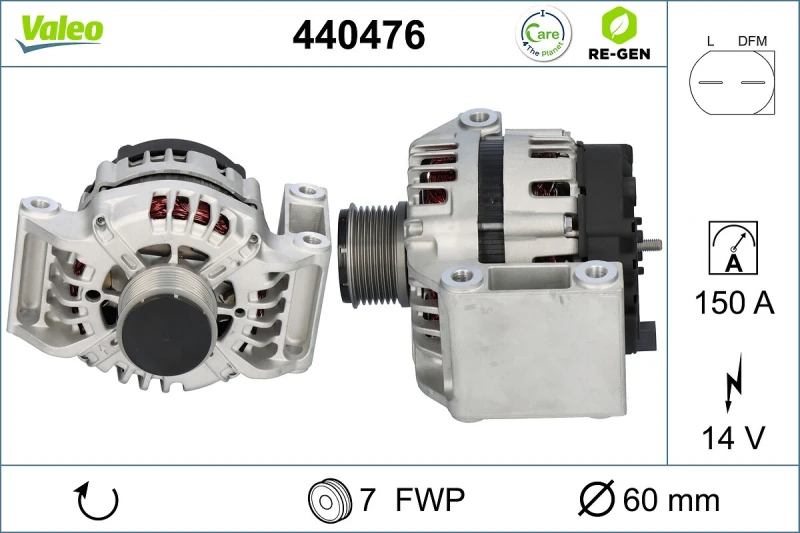 Image of VALEO 440476 Generator Alternator Charging Current: 150A, Voltage: 14V, REMANUFACTURED PREMIUM Alternator (4)