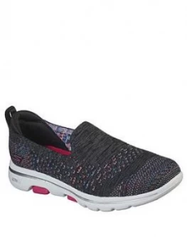 image of Skechers Go Walk 5 Mirage Slip On Pump - Black Multi, Black/Multi, Size 6, Women