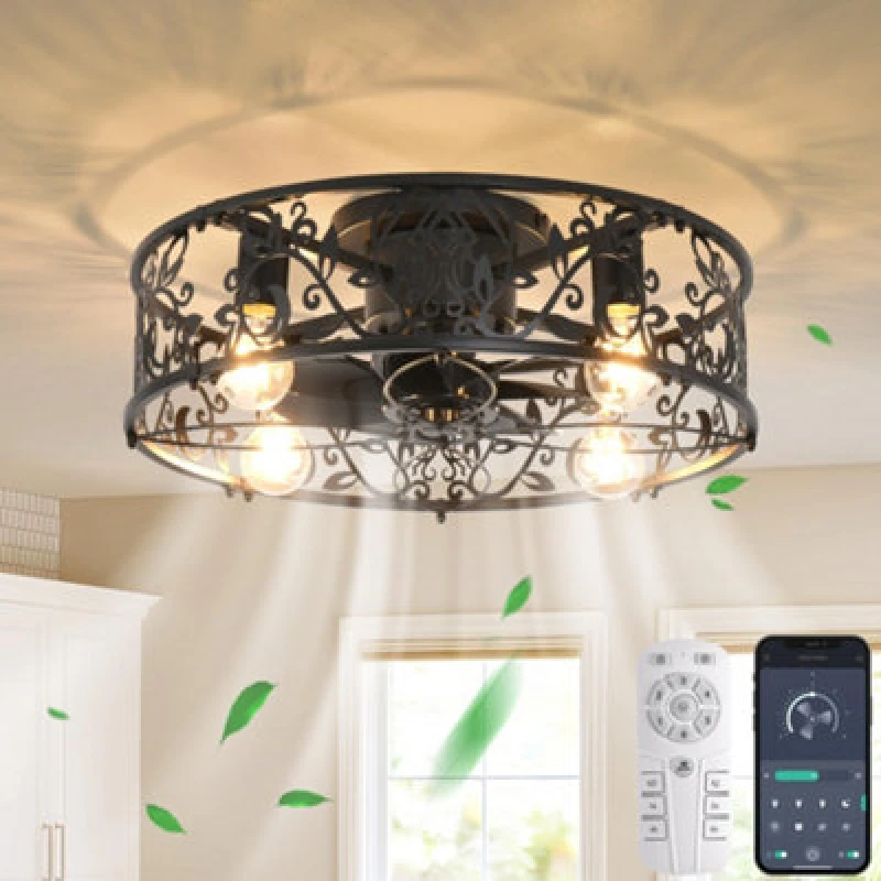 Image of Garwarm Caged Ceiling Fan With Lights, 50Cm, 4 Lights