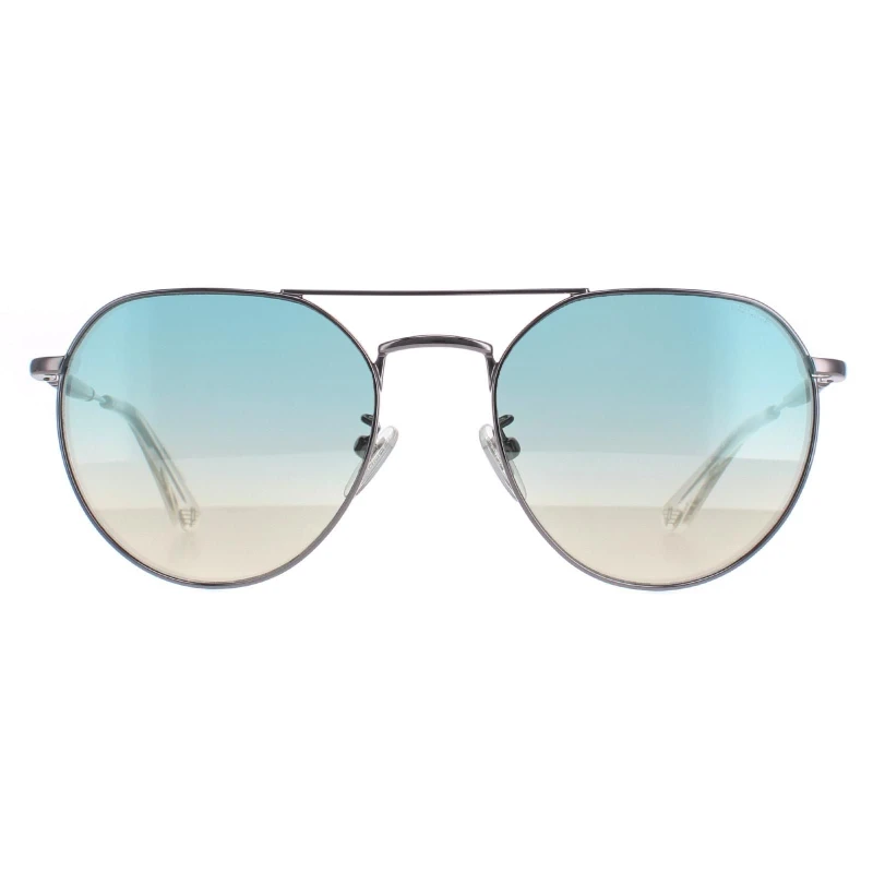 Image of Police Aviator Shiny Ruthenium Smoke Mirror Silver SPLF14 Urban 7 Silver