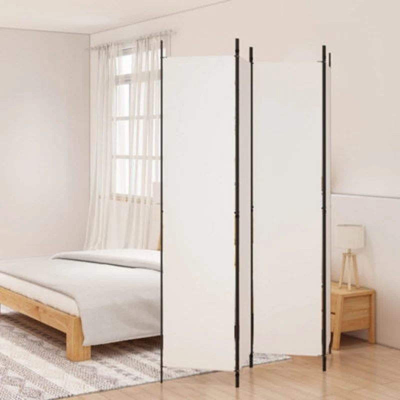 Image of Vidaxl 4-panel Room Divider White 200X220 Cm Fabric, White 350198