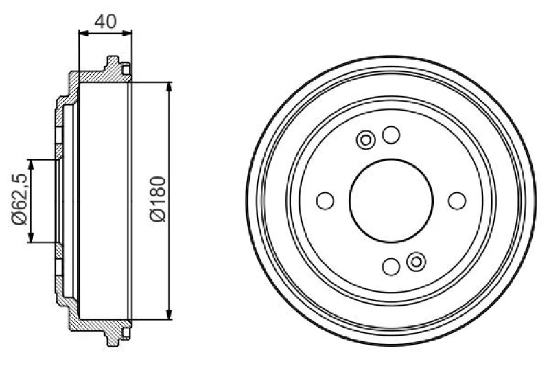 Image of Bosch 0 986 477 216 Brake Drum Rear Axle, 220mm Brake Drum (123)