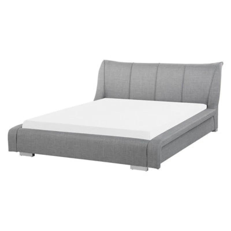 Image of Beliani Bed Fabric Nantes 160 X 200 Cm (Eu King Size) Light Grey