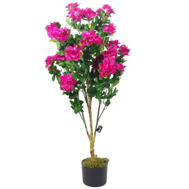 Image of Leaf 100cm Pink Flower Blossom Artificial Azalea Potted Plant in Dark Pink Dark Pink Unisex