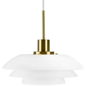 Image of Dyberg Larsen Dome Pendant Ceiling Light Opal, Brass 31cm
