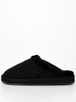 Image of Polo Ralph Lauren Kayleigh Faux Shearling Slip On Slipper - Black, Size 37, Women
