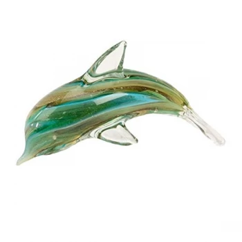 Image of Objets d'Art Glass Figurine - Green Dolphin