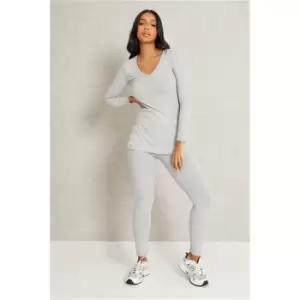 I Saw It First Grey Ribbed Split Hem Tunic And Legging Set - Grey