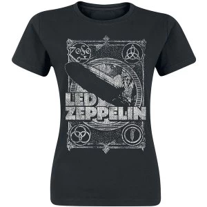 Image of Led Zeppelin - Vintage Print LZ1 Ladies Large T-Shirt - Black