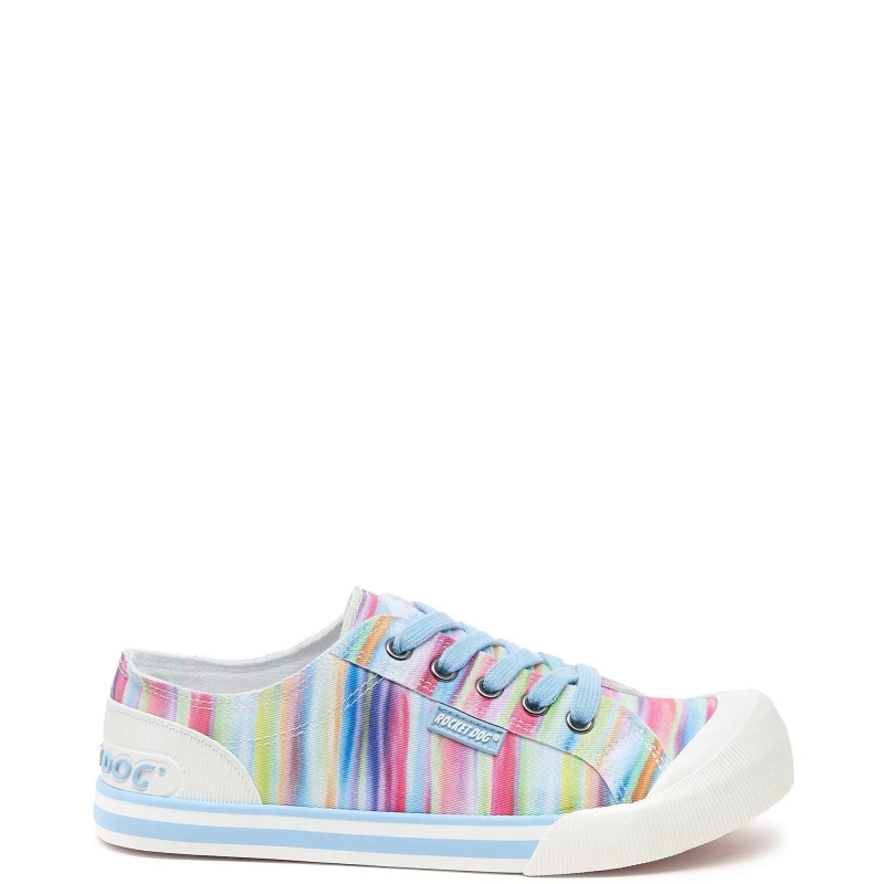 Image of (Multicoloured, 5 (Adults')) Rocket Dog Jazzin Dens Cotton Womens Rainbow Trainers