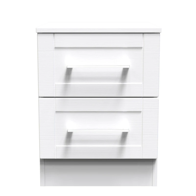 Image of Ripon 2 Drawer Bedside Cabinet In White Ash (Ready Assembled)