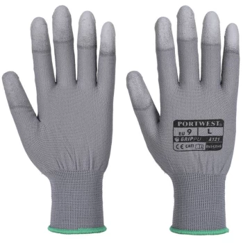 image of Portwest - A121GRRL - sz L PU Fingertip Glove - Grey