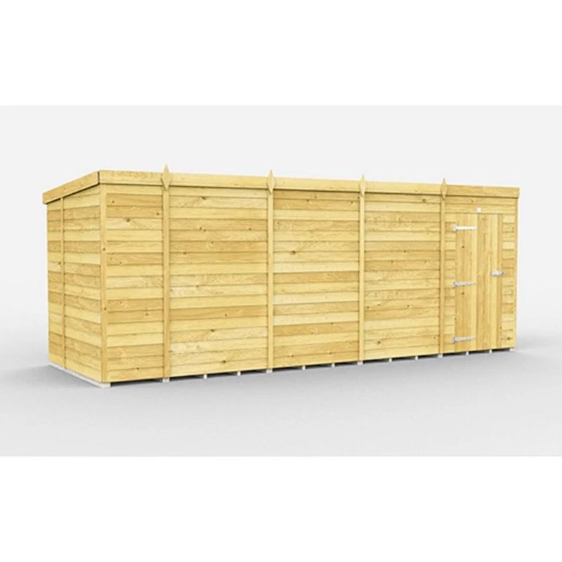 Image of Buttercup Farm 18 x 6 Feet Pent Shed - Single Door W/O Window - L178 x W533 x H201cm in Brown Brown Unisex