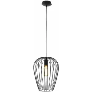 image of Hanging Ceiling Pendant Light Black Wire Cage 1 x 60W E27 Hallway Feature Lamp