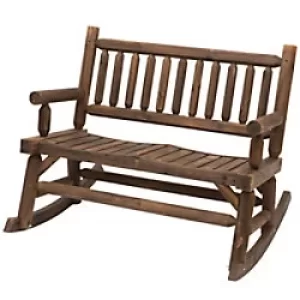 image of Outsunny Rocking Bench 84A-133 Fir Wood Carbonized